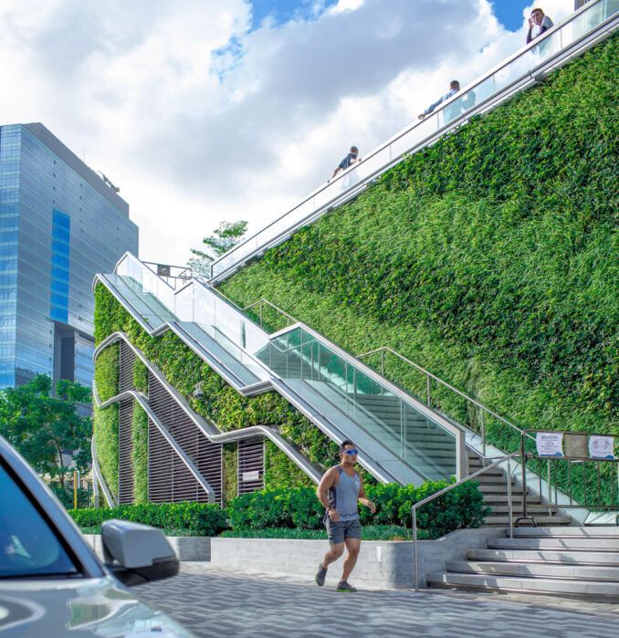 Green wall escalator